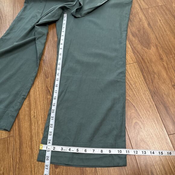 Universal Standard Jumpsuit Women 2XS 6-8 Green Linen V-Neck Belted Pockets Wide - Picture 14 of 16